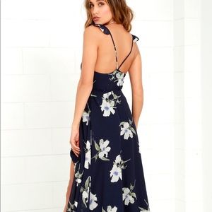 Blue Floral Wrap Dress